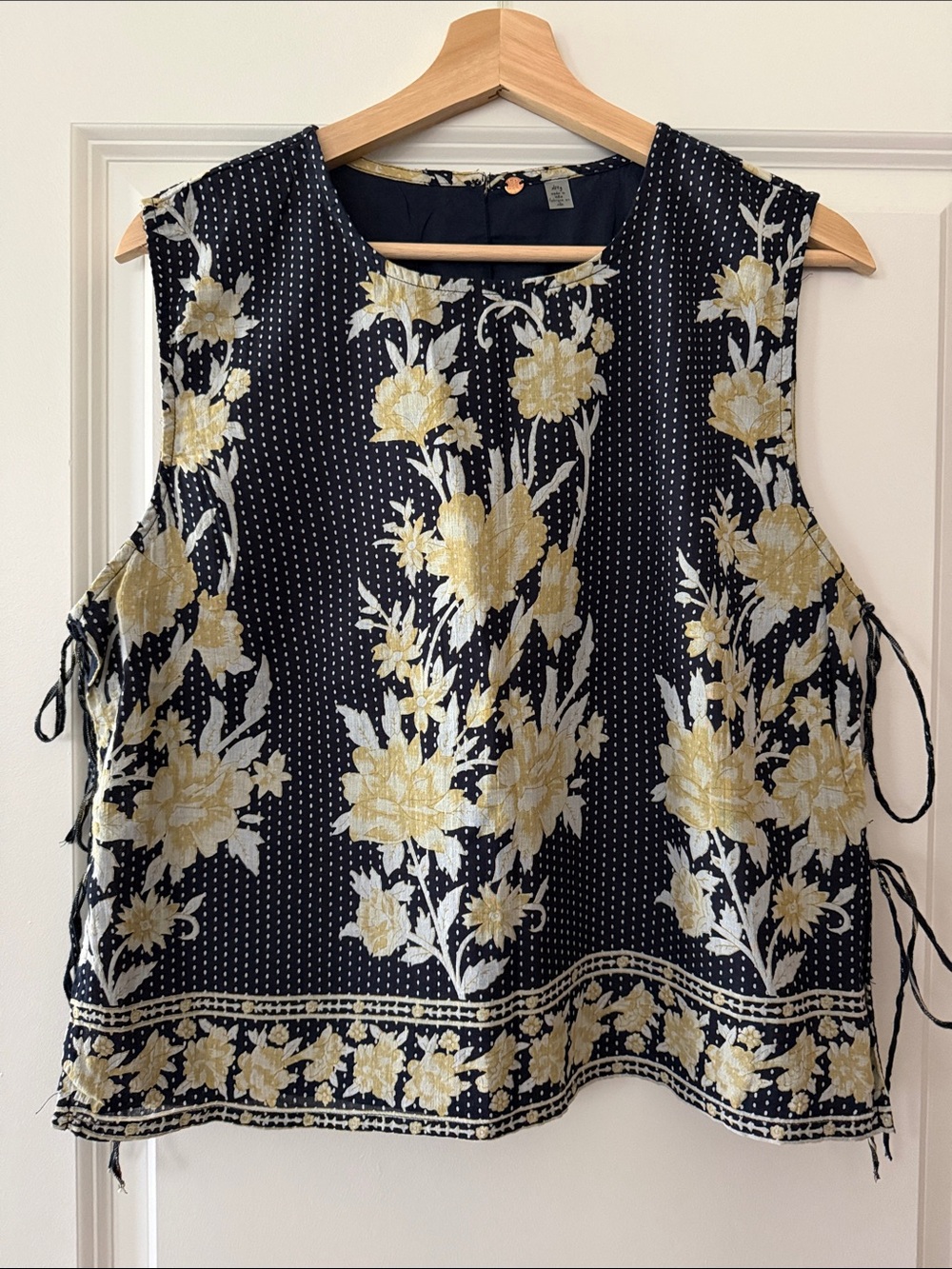 Free People Black Sleeveless Floral Print Top with Side Ties